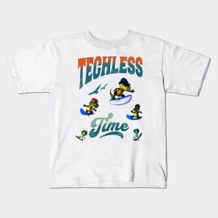 Techless Time Alien Alligator Gator Snowboard Surfboard Boogie Board Tee Kids T-Shirt